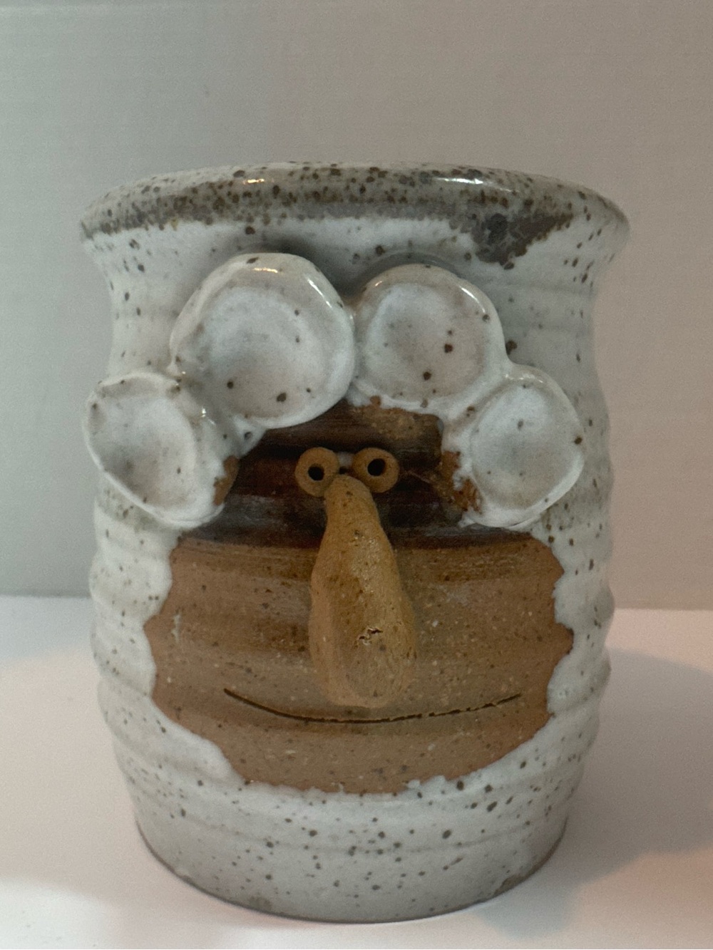 Vintage Handmade Studio Pottery Face Mug 3D Sculpted Face Artisan Signed